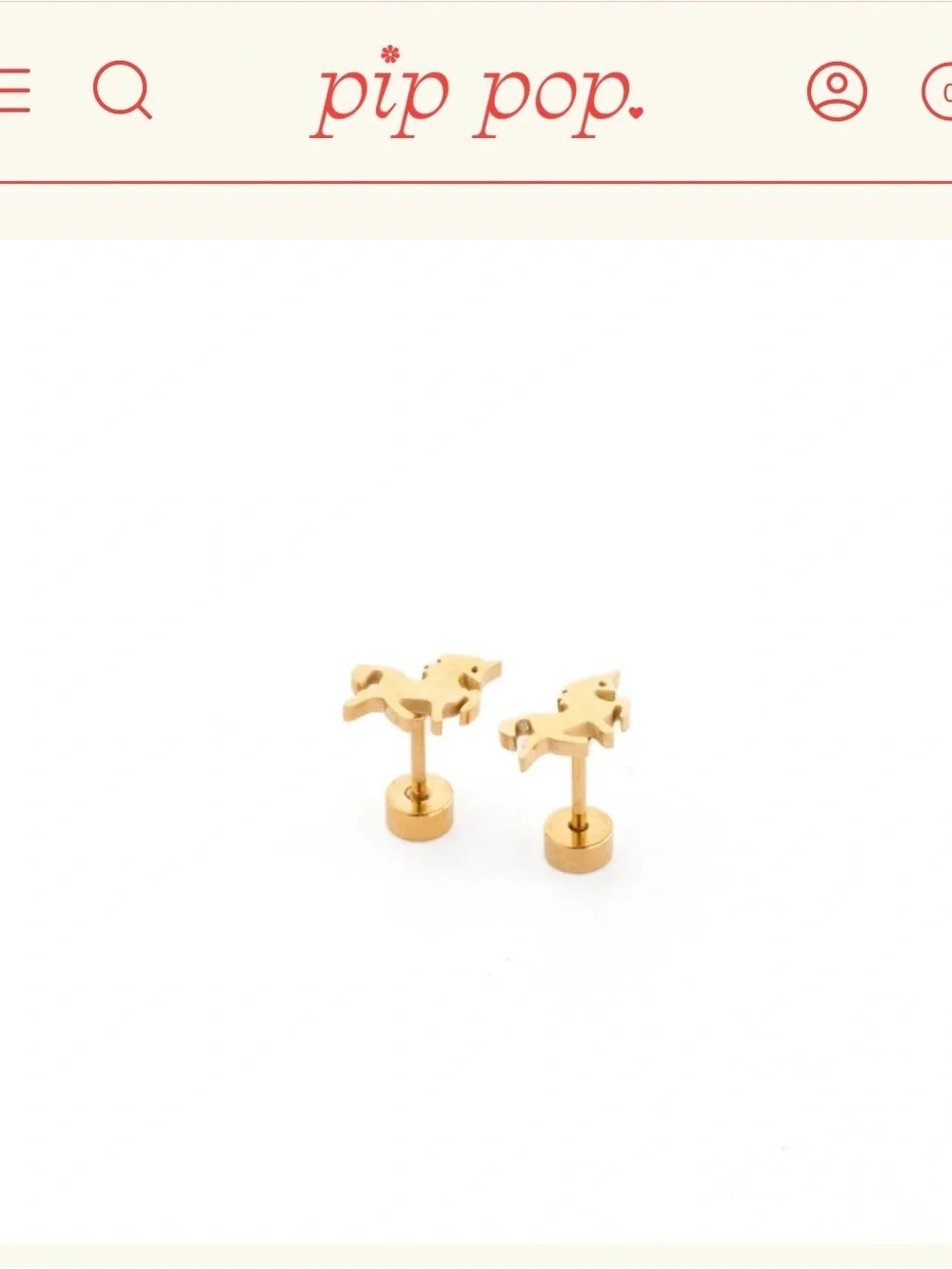 Pip Pop Gold Unicorn Earrings
